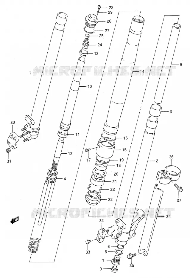 FRONT FORK (MODEL M) Suzuki MOTO 125 RM 1991  RM125M(E28)