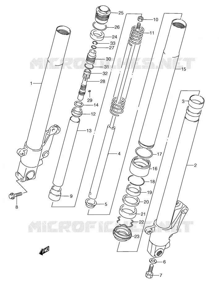 FRONT FORK (MODEL M) Suzuki MOTO 250 RG 1991  RGV250M(E24)