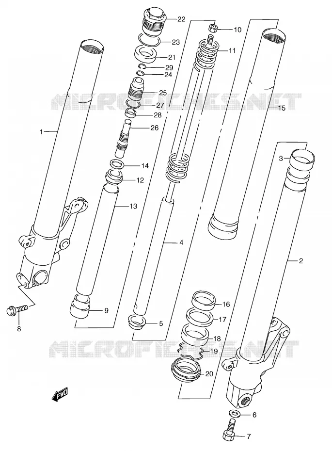 FRONT FORK (MODEL N/P/R/T) Suzuki MOTO 250 RG 1992  RGV250N(E24)