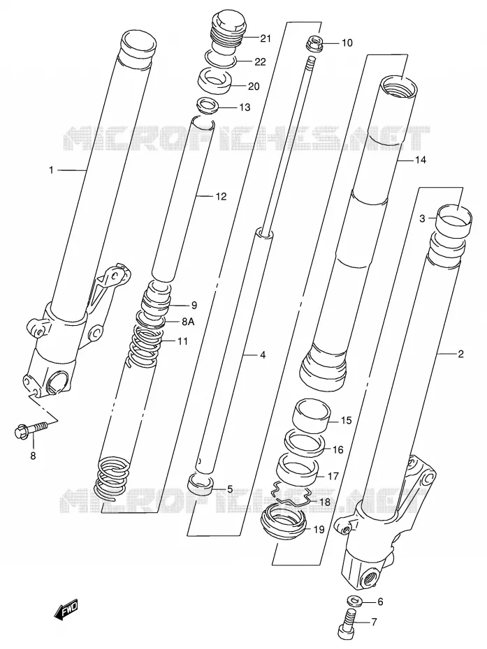 FRONT FORK (MODEL N/P) Suzuki MOTO 125 RG 1993  RG125FUP(E18)