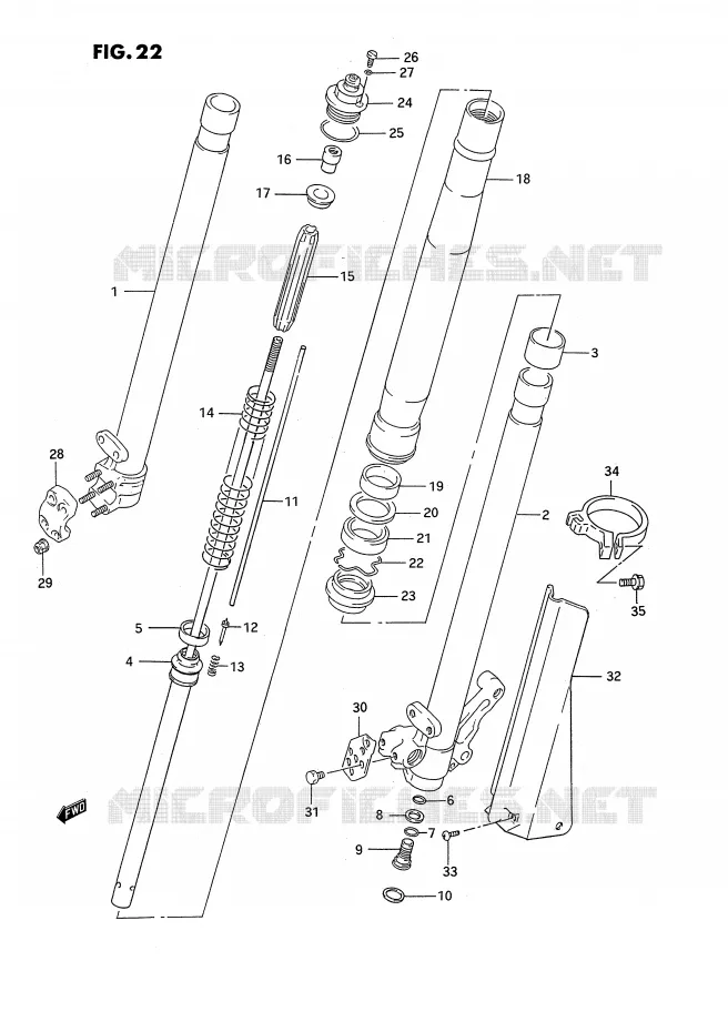 FRONT FORK (MODEL N) Suzuki MOTO 125 RM 1995  RM125S(E3)