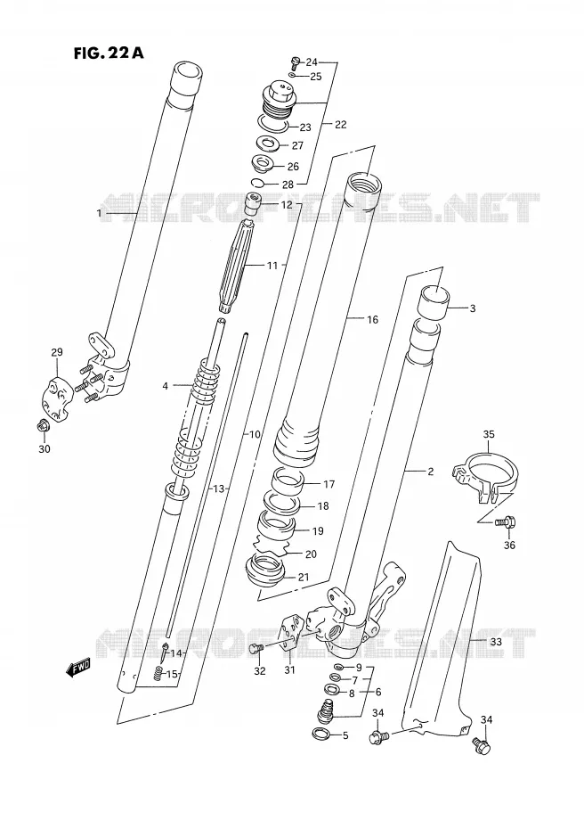 FRONT FORK (MODEL P) Suzuki MOTO 125 RM 1993  RM125P(E2)