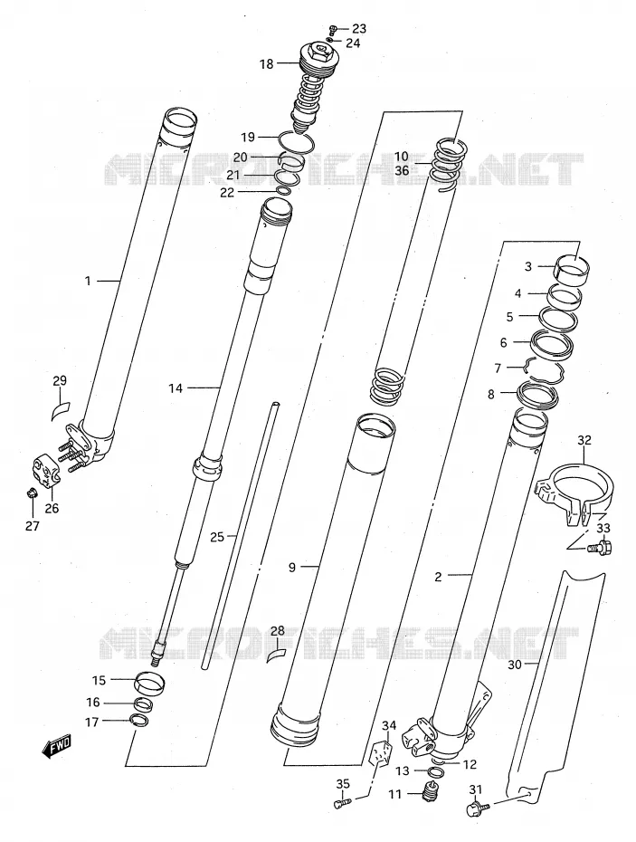 FRONT FORK (MODEL R) Suzuki MOTO 125 RM 1994  RM125R(E28)