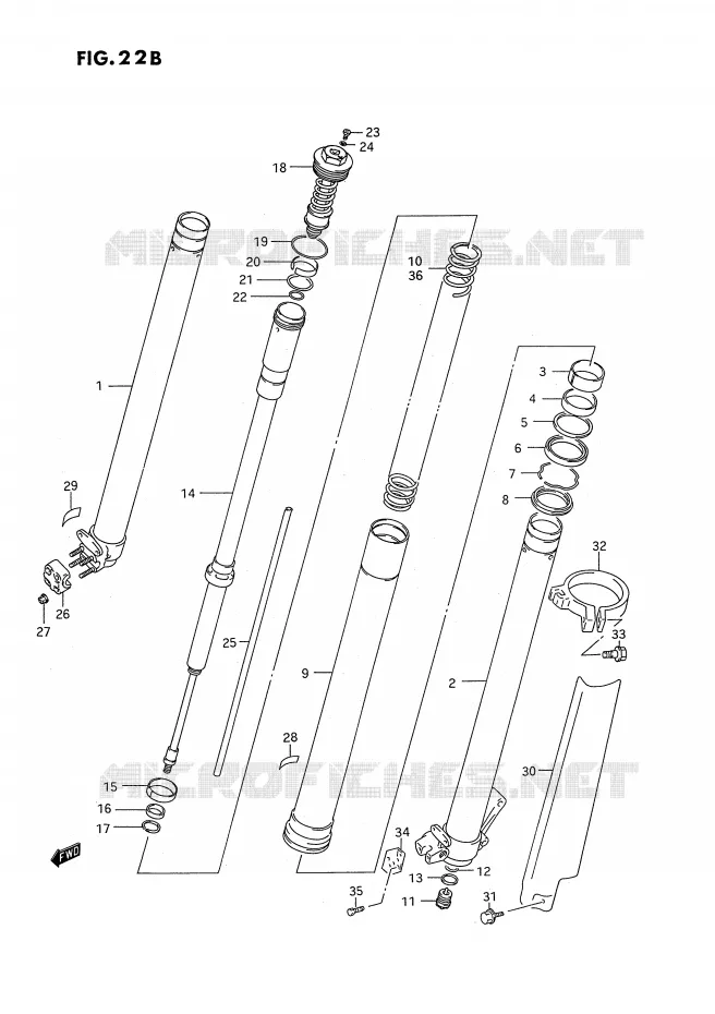 FRONT FORK (MODEL R) Suzuki MOTO 125 RM 1995  RM125S(E3)