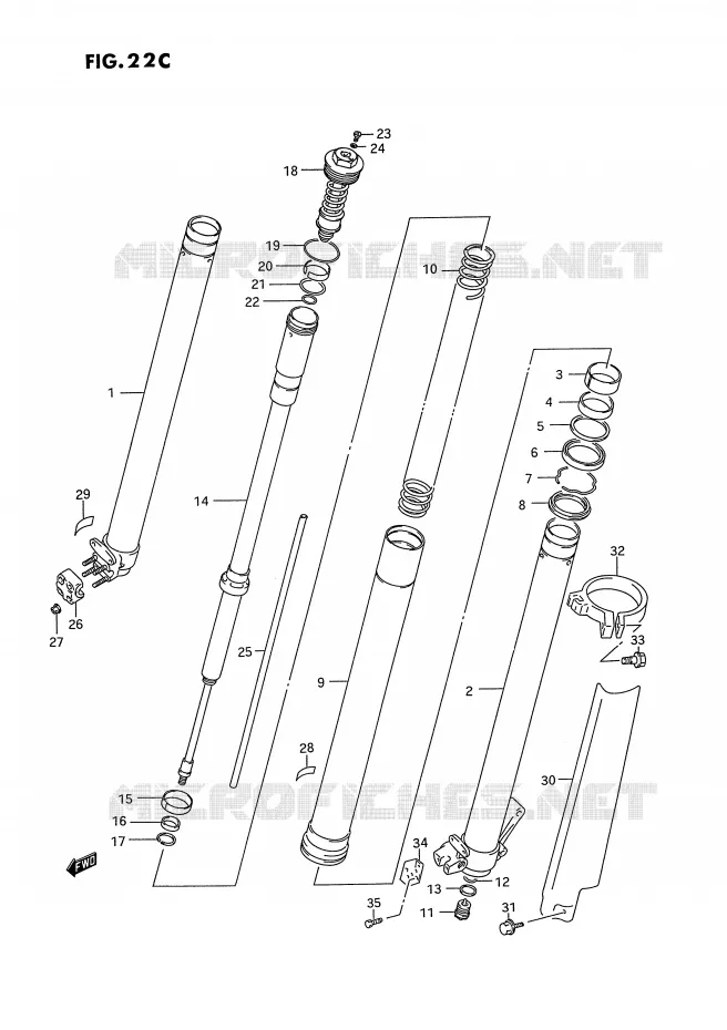 FRONT FORK (MODEL S) Suzuki MOTO 125 RM 1993  RM125P(E2)
