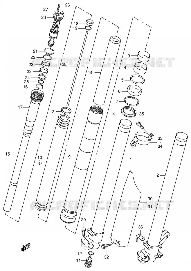 FRONT FORK (MODEL X) Suzuki MOTO 125 RM 1997  RM125V(E2)