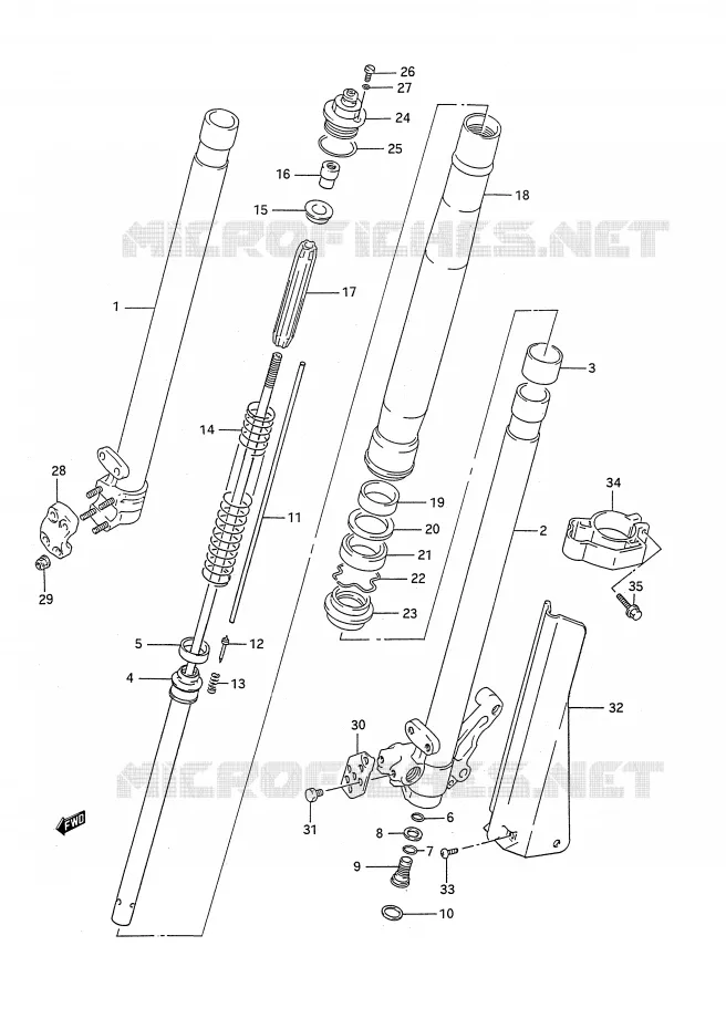 FRONT FORK Suzuki MOTO 250 RM 1992  RM250 N (E03,E28,E33)
