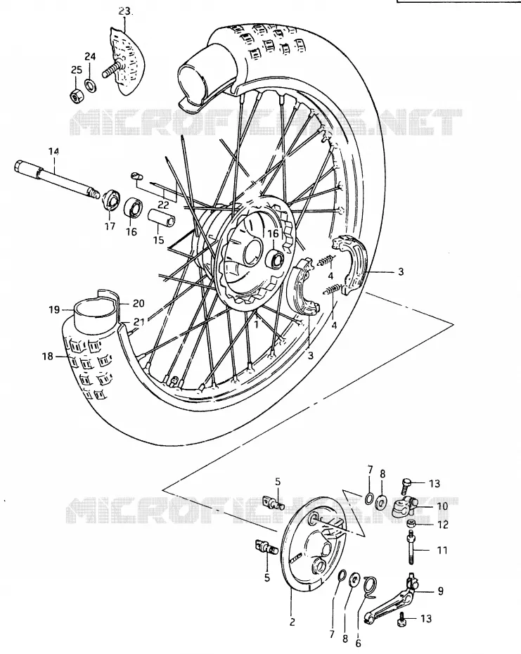 FRONT WHEEL (MODEL D) Suzuki MOTO 500 RM 1984  RM500E(D/E)