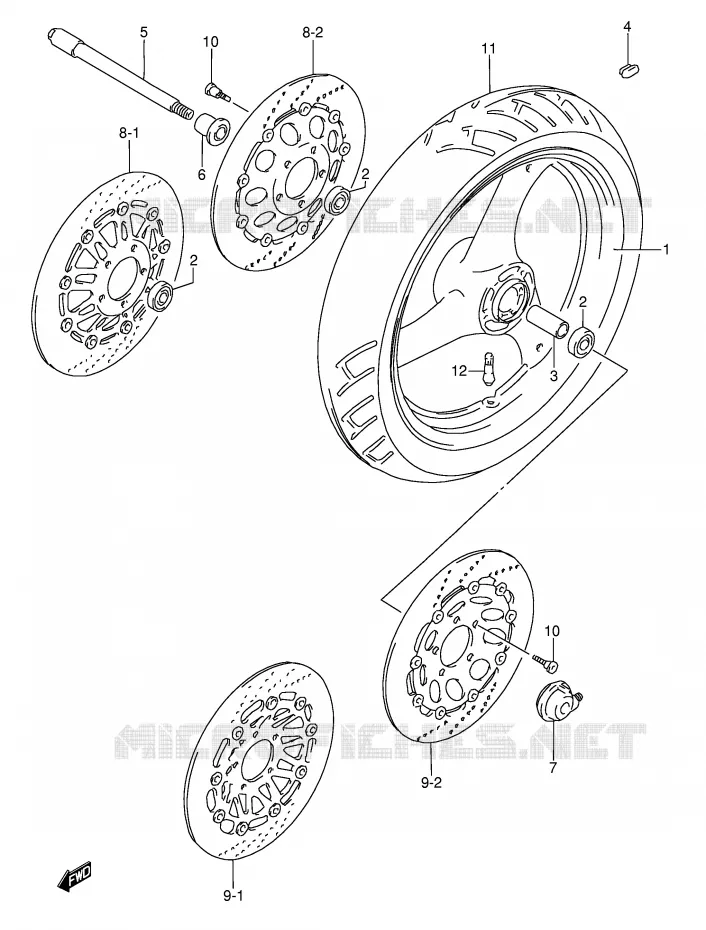 FRONT WHEEL (MODEL P/R) Suzuki MOTO 600 RF 1994  RF600RUR(E2)