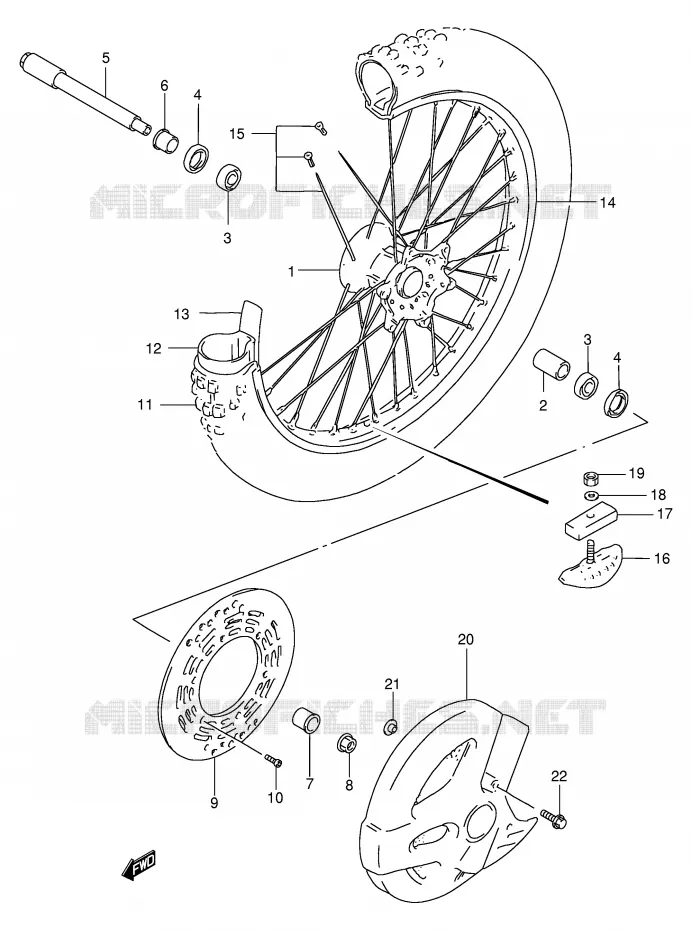 FRONT WHEEL (MODEL T) Suzuki MOTO 250 RM 2000  RM250Y(E3/E28)