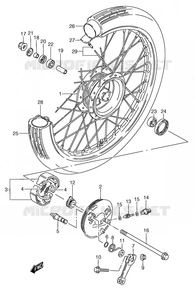 FRONT WHEEL (MODEL T) Suzuki SCOOTER 50 Autres-modeles 1996  RC50T(E1)