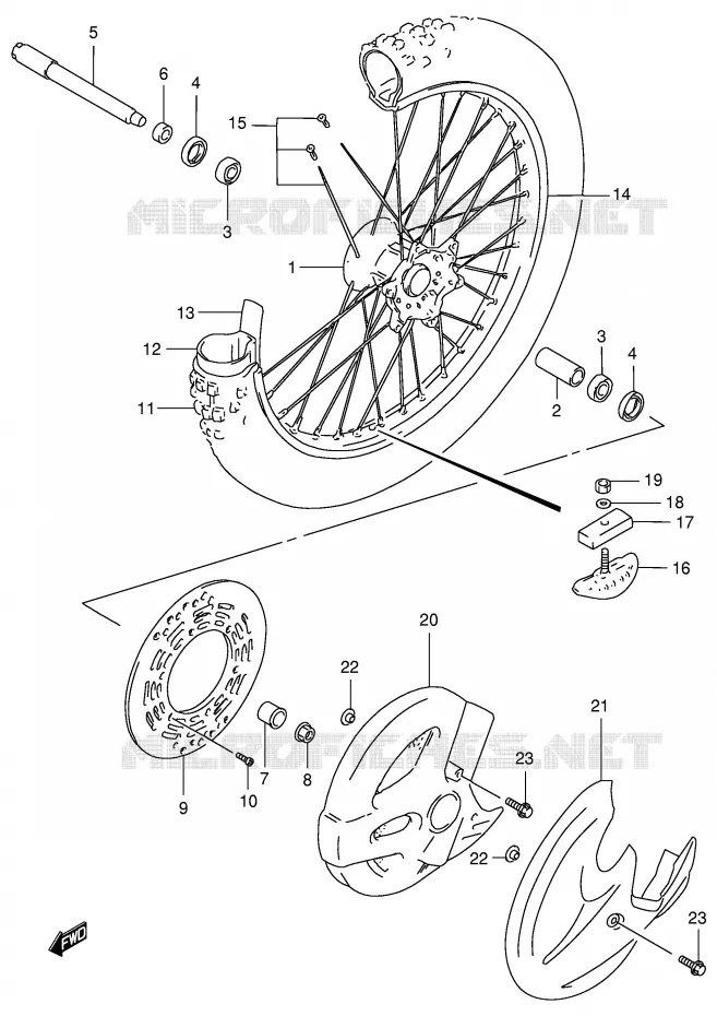 FRONT WHEEL (MODEL V/W/X/Y) Suzuki MOTO 125 RM 2000  RM125Y(E2)