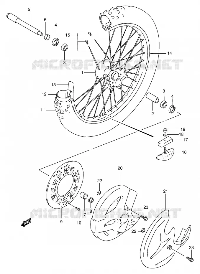 FRONT WHEEL (MODEL V/W/X/Y) Suzuki MOTO 250 RM 2000  RM250Y(E3/E28)