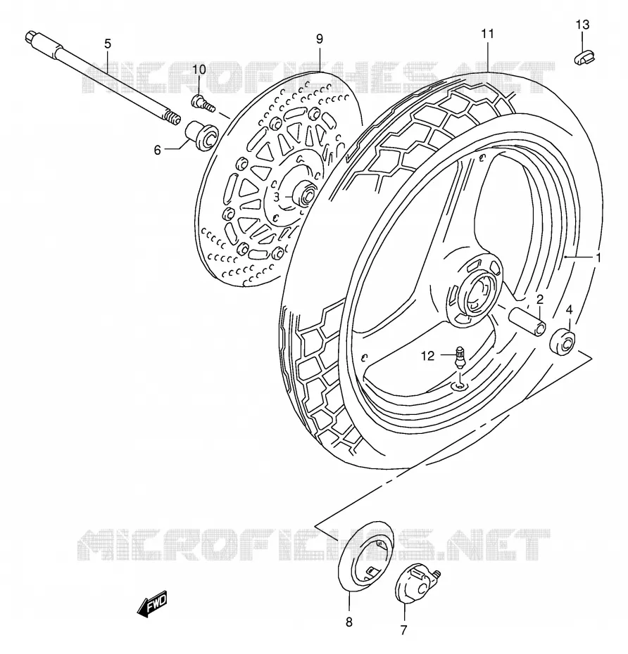 FRONT WHEEL (SEE NOTE) Suzuki MOTO 125 RG 1992  RG125FUN(E18)