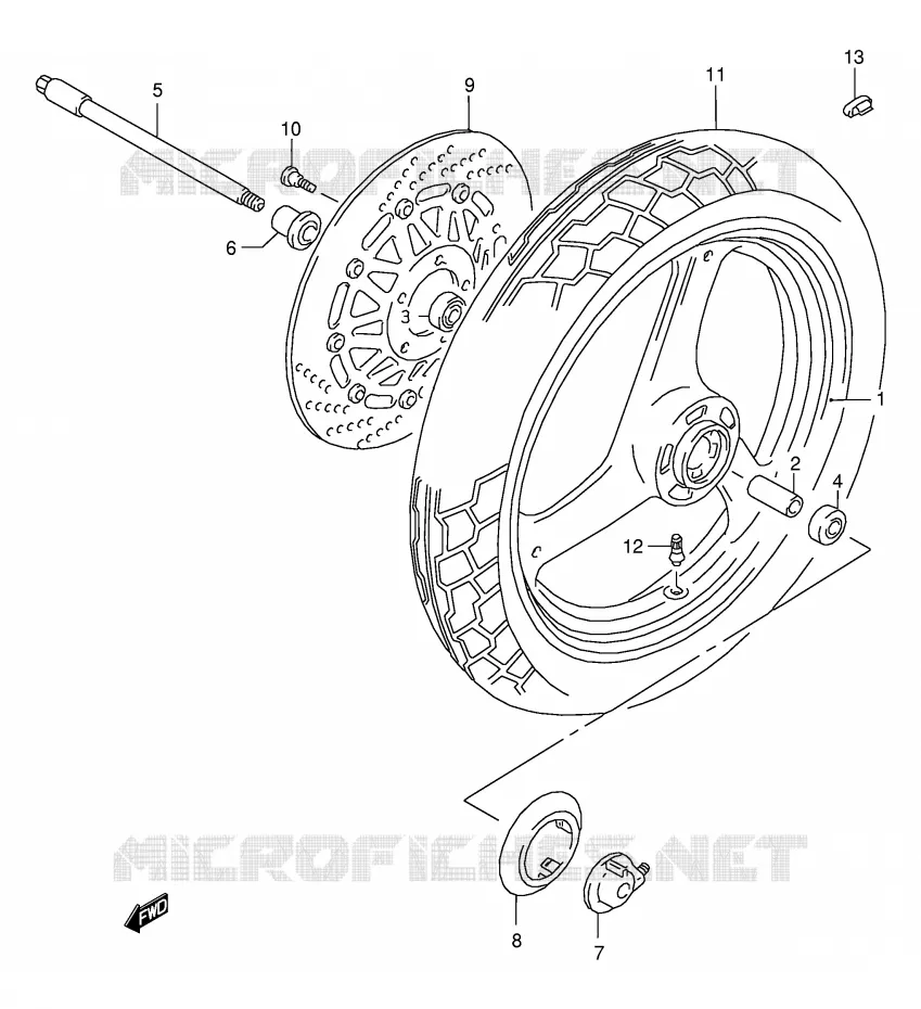 FRONT WHEEL (SEE NOTE) Suzuki MOTO 125 RG 1994  RG125FUR(E18)