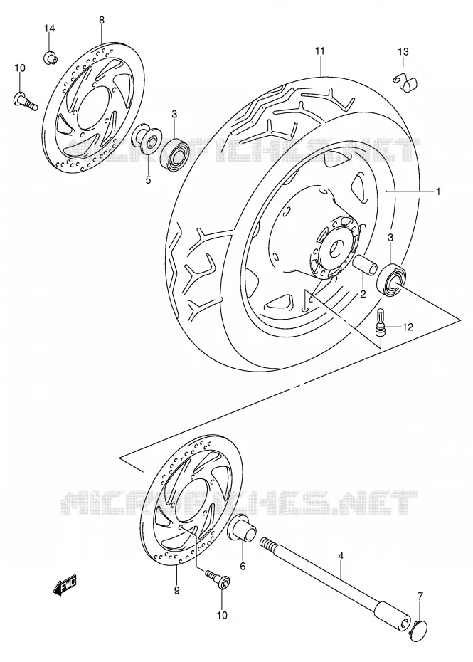 FRONT WHEEL Suzuki MOTO 1500 INTRUDER 2008  VL1500K8(E2)