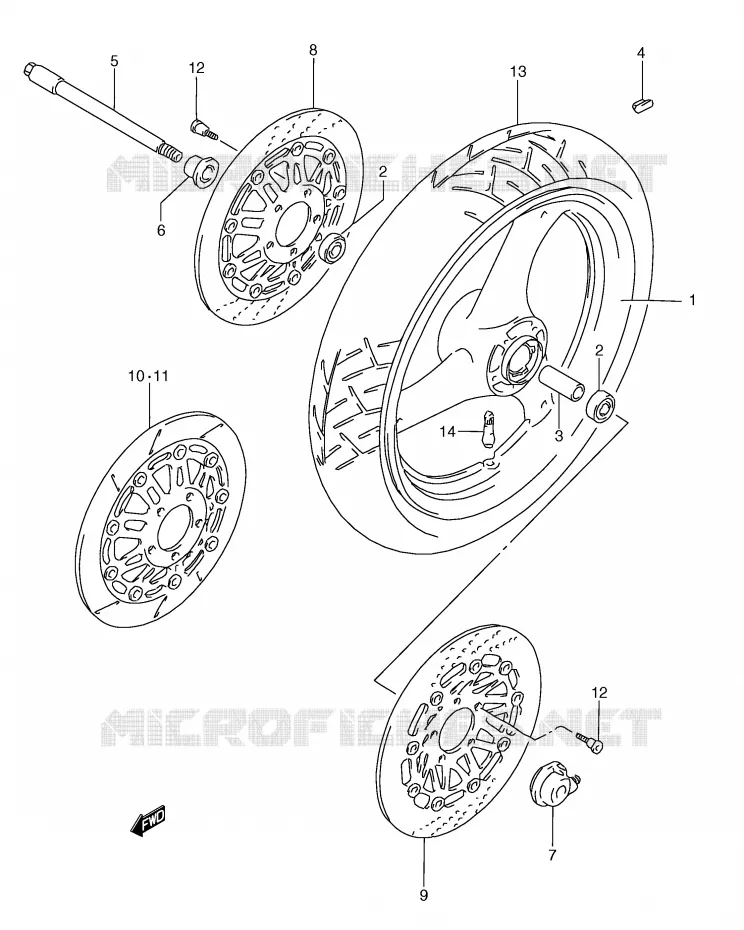 FRONT WHEEL Suzuki MOTO 250 RG 1996  RGV250T(E24)