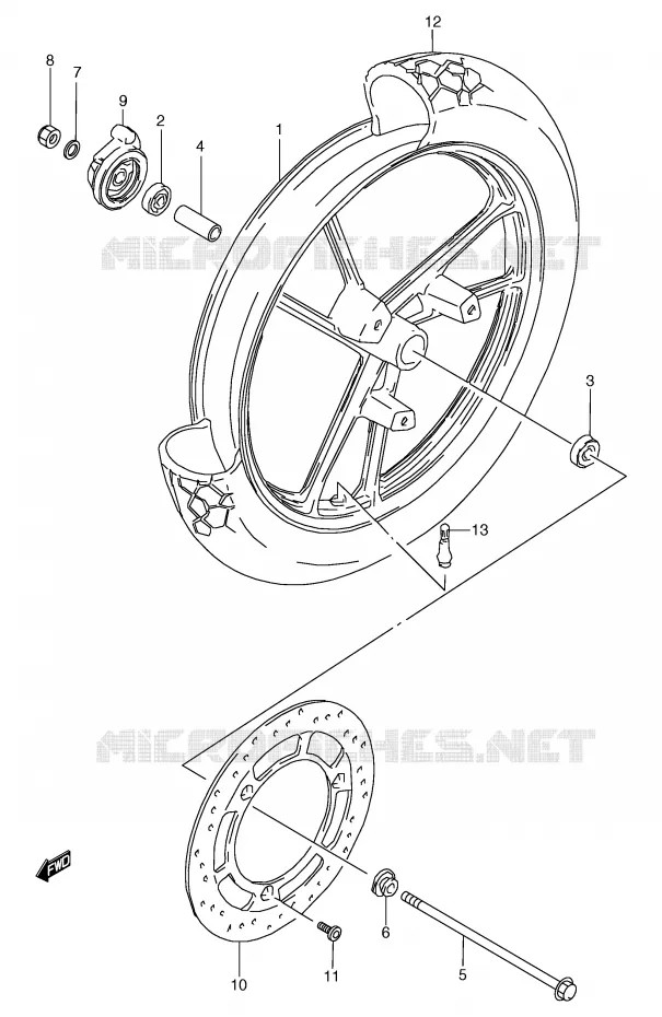 FRONT WHEEL Suzuki MOTO 80 RG 1988  RG80J(E4)