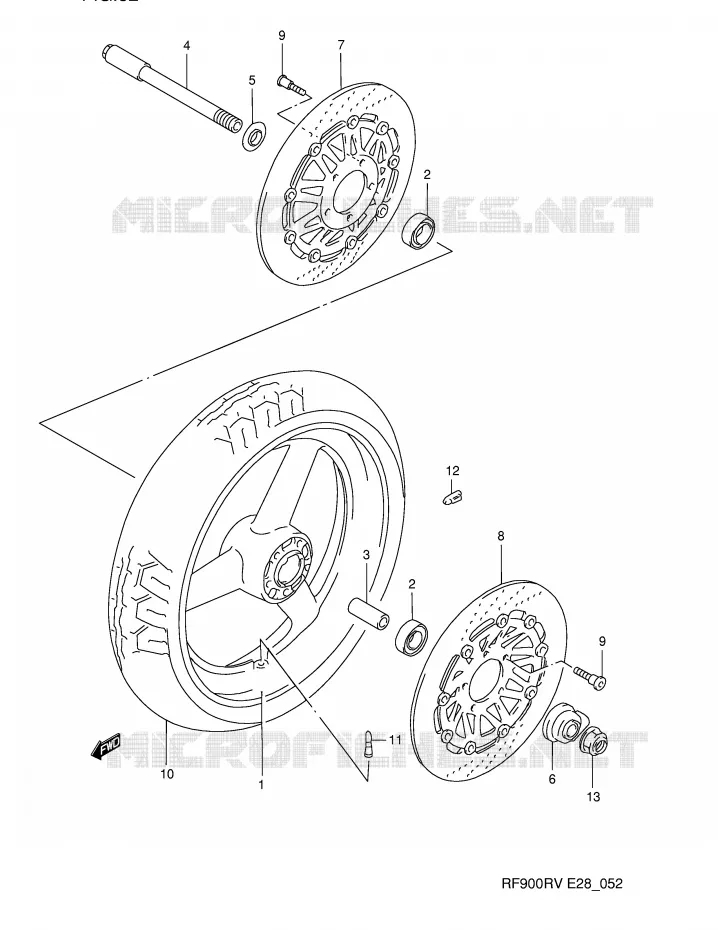 FRONT WHEEL Suzuki MOTO 900 RF 1996  RF900RT(E28)