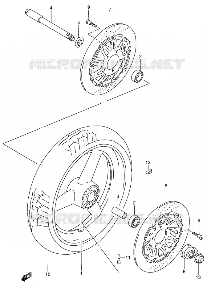 FRONT WHEEL Suzuki MOTO 900 RF 1997  RF900RV(E2)