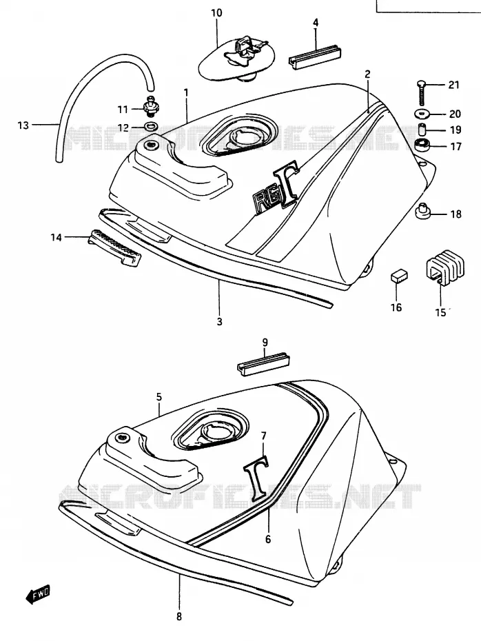 FUEL TANK (MODEL G, RG250H/FH) Suzuki MOTO 250 RG 1986  RG250G(G/H)