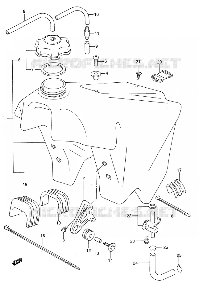 FUEL TANK (MODEL P/R) Suzuki MOTO 250 RM 1993  RM250P(E28)