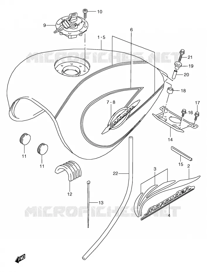 FUEL TANK (MODEL Y,SEE NOTE) Suzuki MOTO 800 MARAUDER 2000  VZ800Y(E2)