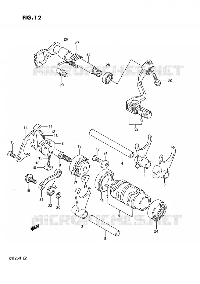 GEAR SHIFTING ASSY Suzuki MOTO 125 RM 1991  RM125 M (E02,E04,E24)
