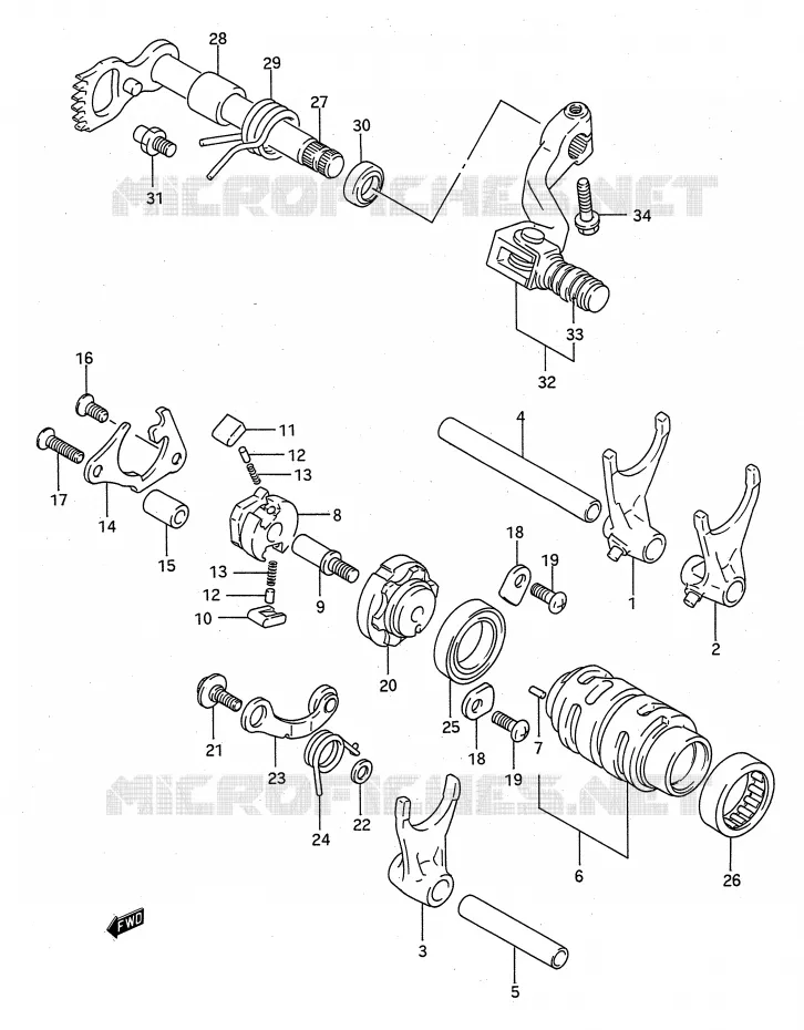 GEAR SHIFTING ASSY Suzuki MOTO 125 RM 1993  RM125P(E28)