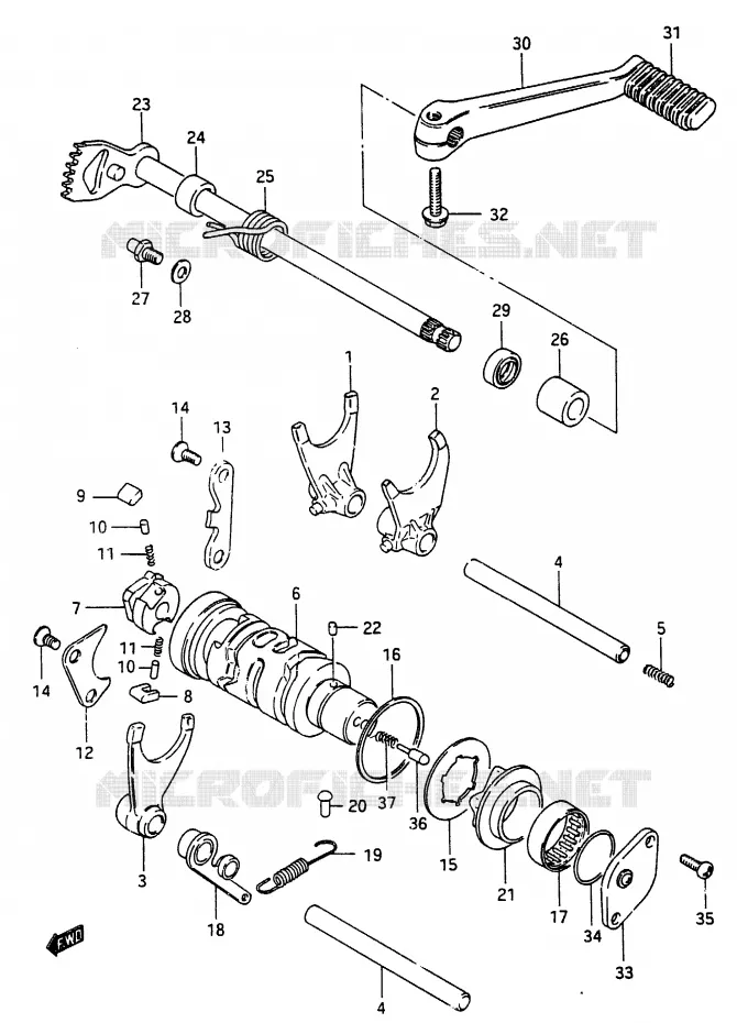 GEAR SHIFTING ASSY Suzuki MOTO 250 RG 1986  RG250FG(G/H)