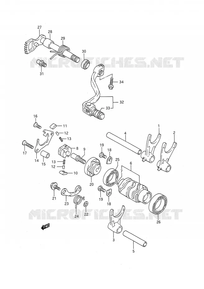 GEAR SHIFTING ASSY Suzuki MOTO 250 RM 1989  RM250K(E28)