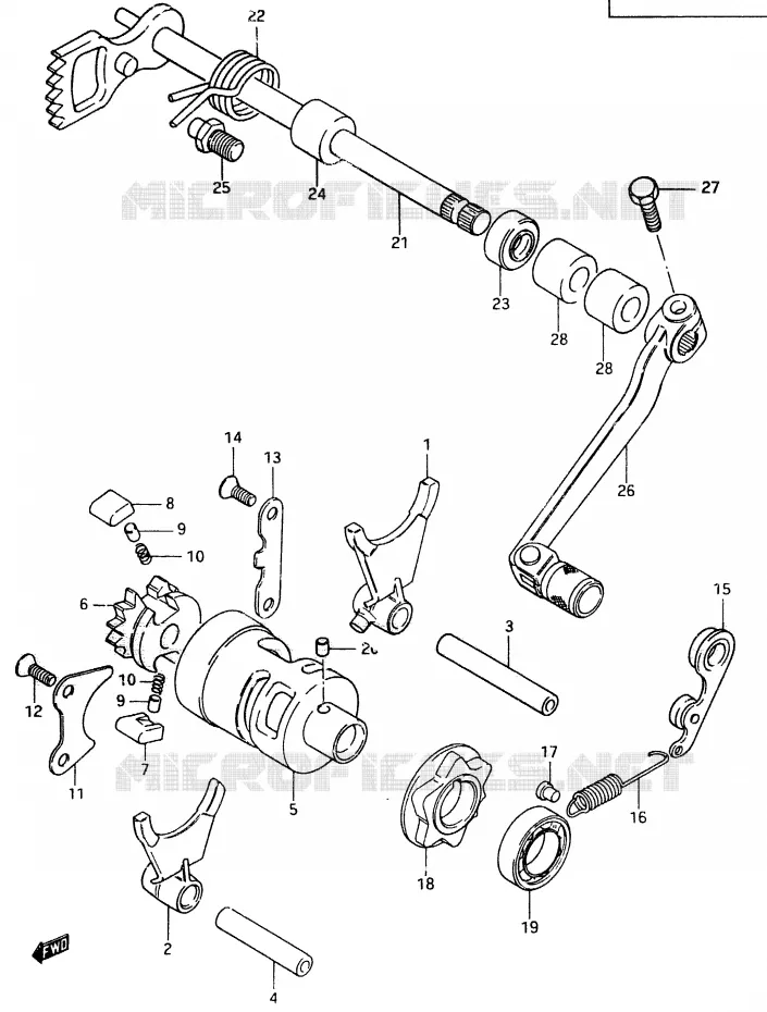 GEAR SHIFTING ASSY Suzuki MOTO 500 RM 1984  RM500E(D/E)