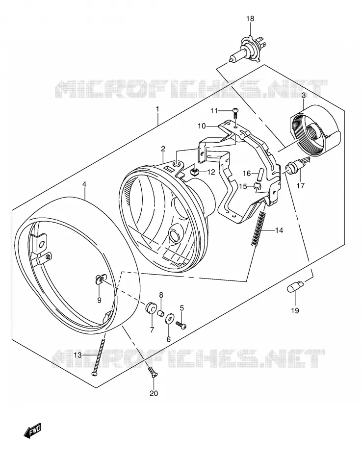HEADLIGHT (E2,E19,P37) Suzuki MOTO 1500 INTRUDER 2005  VL1500K5(E2)