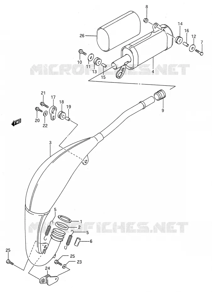 MUFFLER (MODEL M) Suzuki MOTO 125 RM 1990  RM125L(E28)