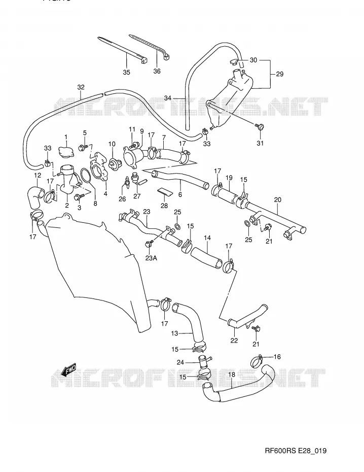 RADIATOR HOSE - EXPANSION TANK Suzuki MOTO 600 RF 1994  RF600RR(E28)