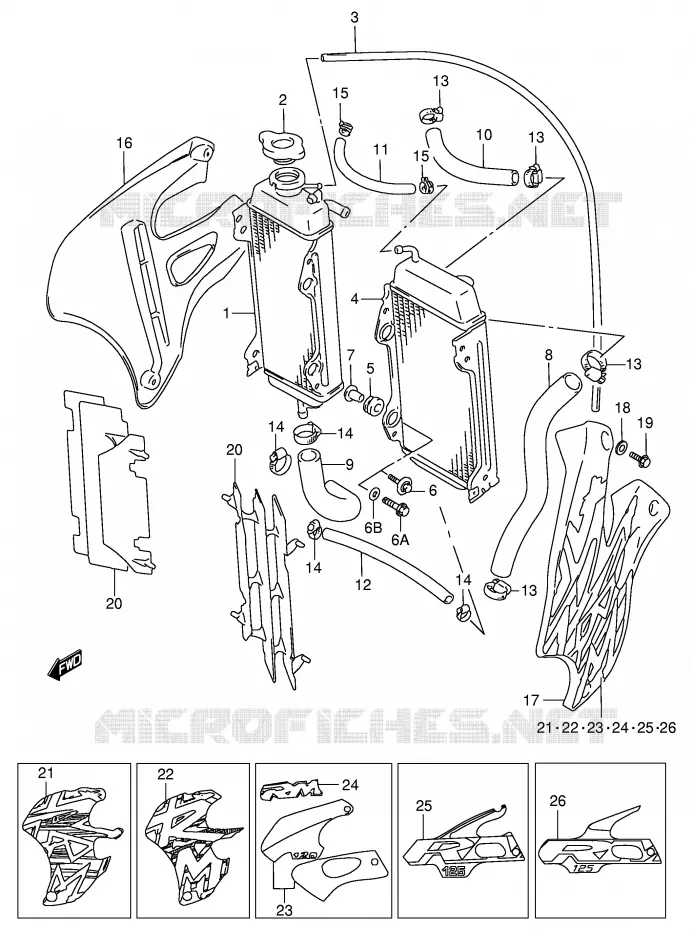 RADIATOR Suzuki MOTO 125 RM 1997  RM125V(E2)