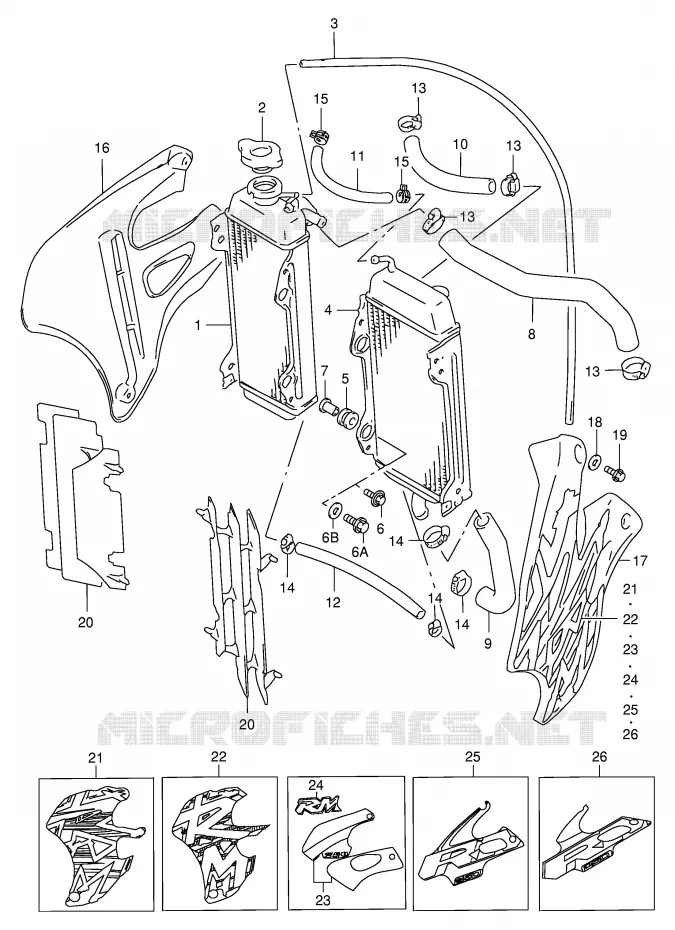 RADIATOR Suzuki MOTO 250 RM 1998  RM250W(E3/E28)