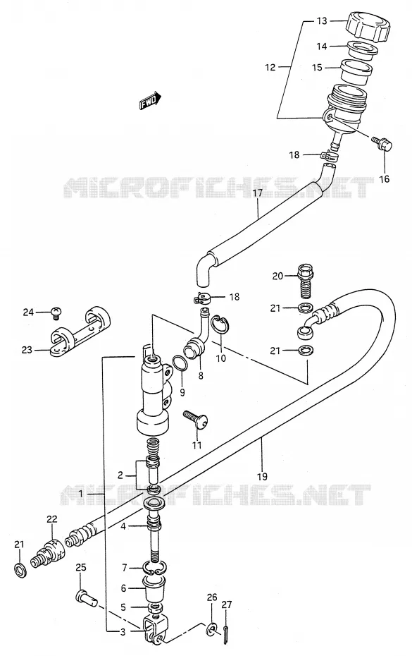 REAR BRAKE MASTER CYLINDER (MODEL K) Suzuki MOTO 125 RM 1990  RM125L(E28)