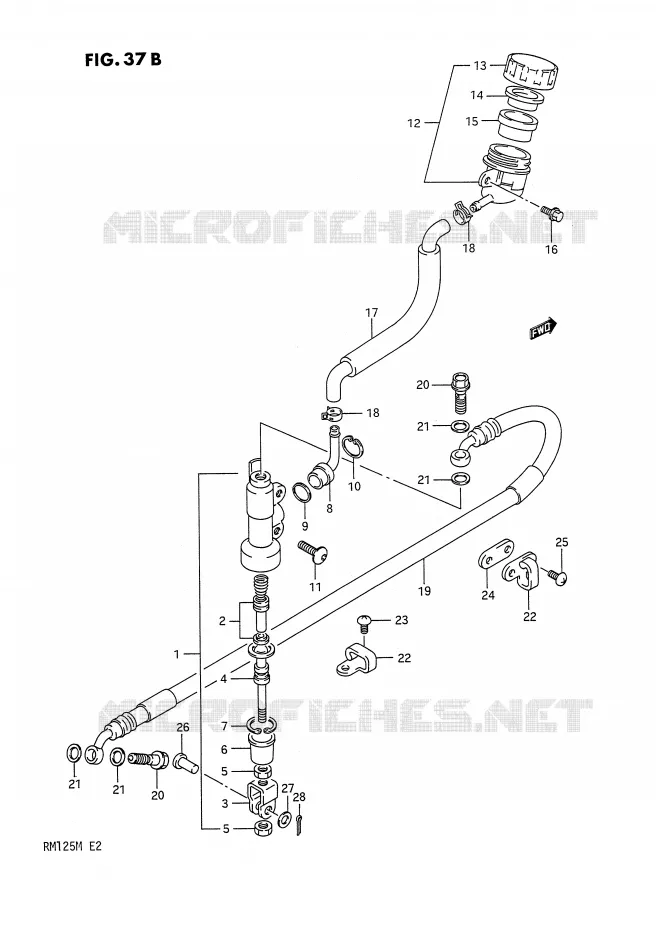 REAR BRAKE MASTER CYLINDER (MODEL M) Suzuki MOTO 125 RM 1991  RM125 M (E02,E04,E24)