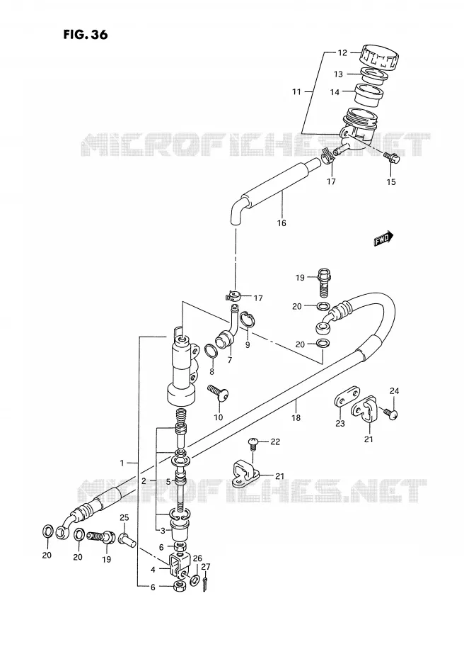 REAR BRAKE MASTER CYLINDER (MODEL N) Suzuki MOTO 125 RM 1992  RM125N(E2)