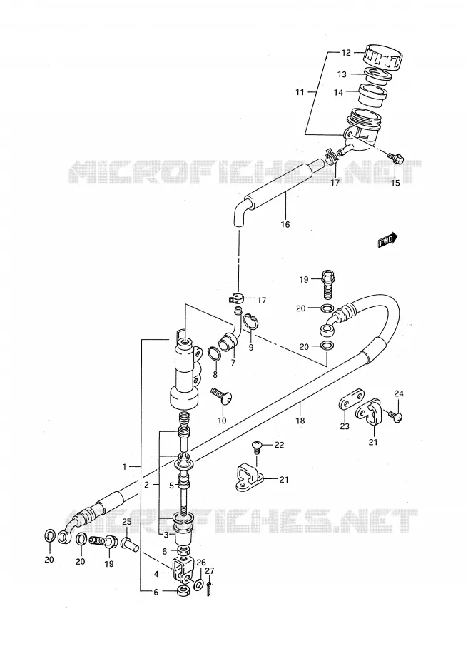 REAR BRAKE MASTER CYLINDER (MODEL N) Suzuki MOTO 125 RM 1993  RM125P(E28)