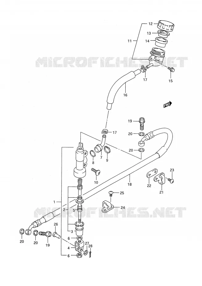 REAR BRAKE MASTER CYLINDER Suzuki MOTO 250 RM 1995  RM250S(E28)