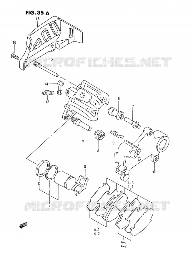 REAR CALIPER (MODEL P/R) Suzuki MOTO 125 RM 1993  RM125P(E3)