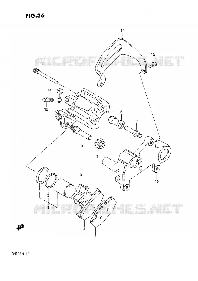 REAR CALIPERS (MODEL K) Suzuki MOTO 125 RM 1989  RM125K(E2)