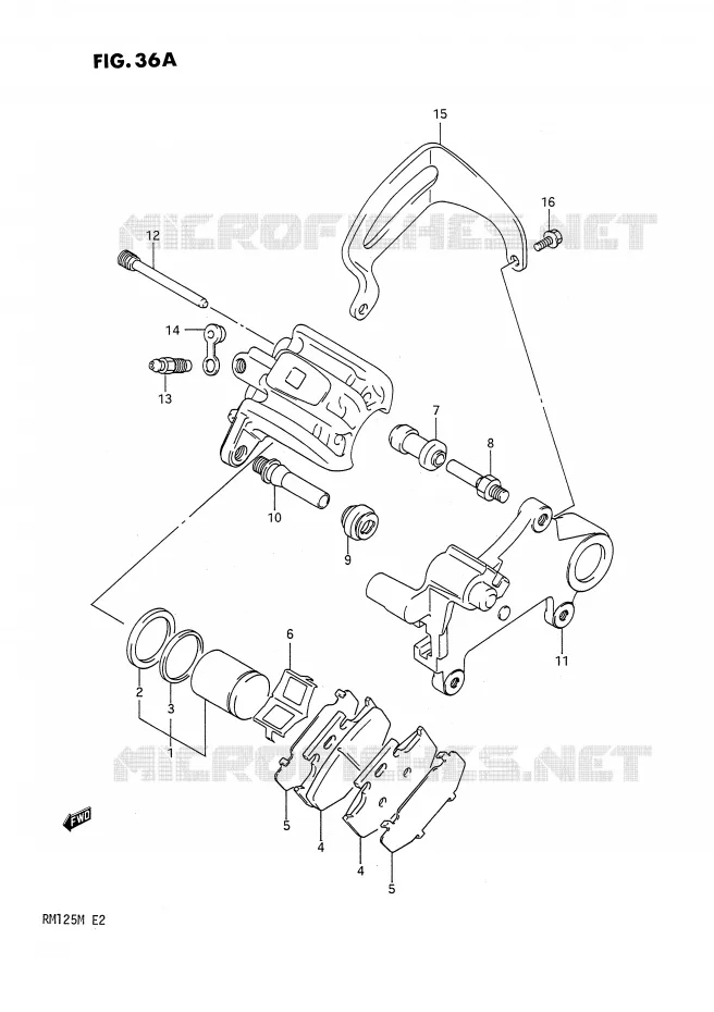 REAR CALIPERS (MODEL L) Suzuki MOTO 125 RM 1991  RM125M(E2)
