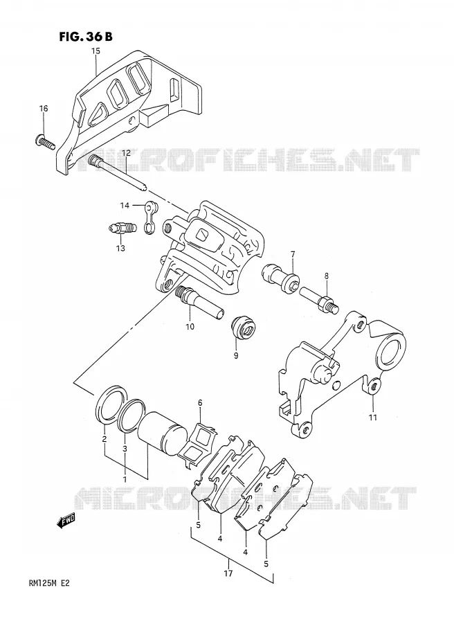REAR CALIPERS (MODEL M) Suzuki MOTO 125 RM 1991  RM125 M (E02,E04,E24)