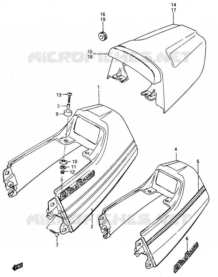 REAR FAIRING - SEAT COWL (MODEL G, RG250H/FH) Suzuki MOTO 250 RG 1987  RG250H(G/H)