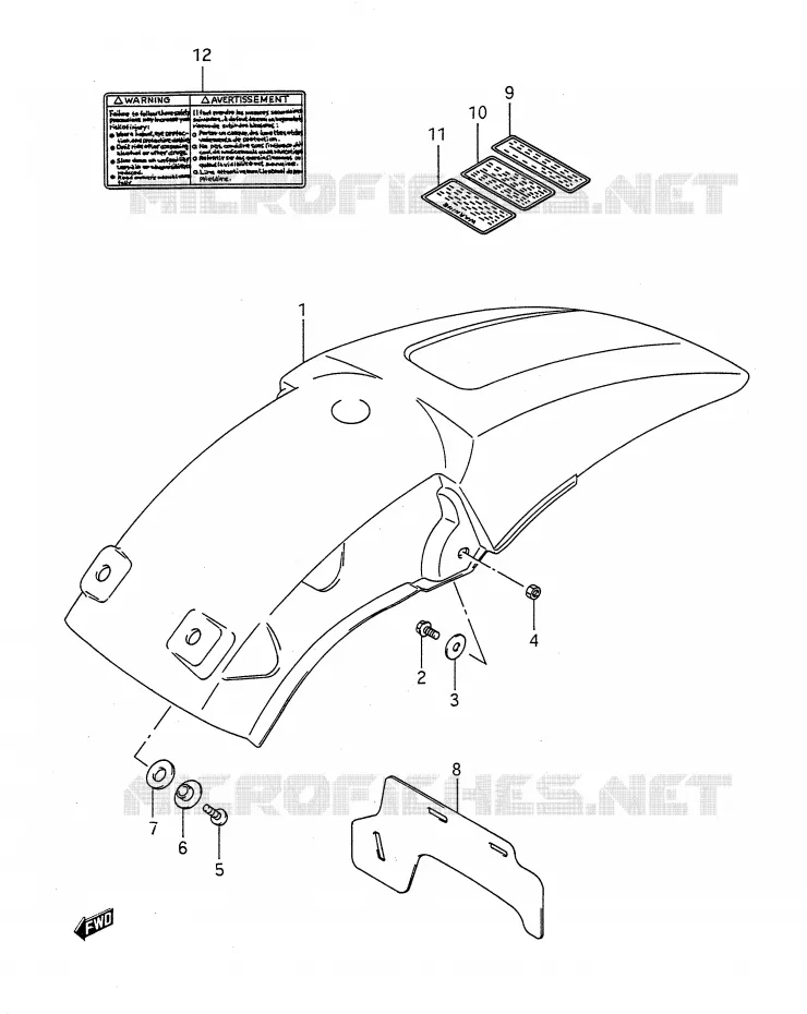 REAR FENDER (MODEL K/L/M) Suzuki MOTO 250 RM 1992  RM250N(E28)