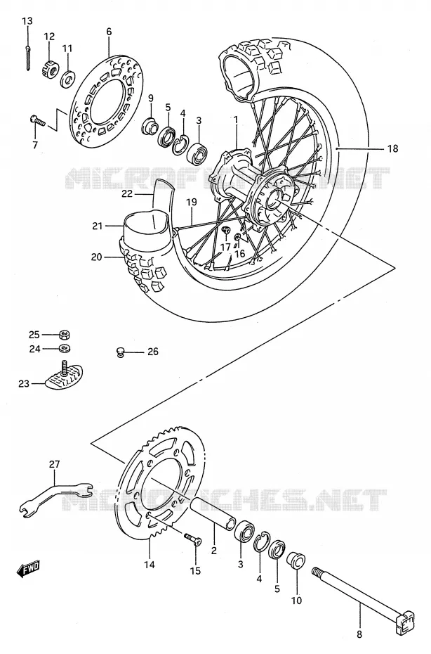 REAR WHEEL (MODEL K) Suzuki MOTO 125 RM 1990  RM125L(E28)