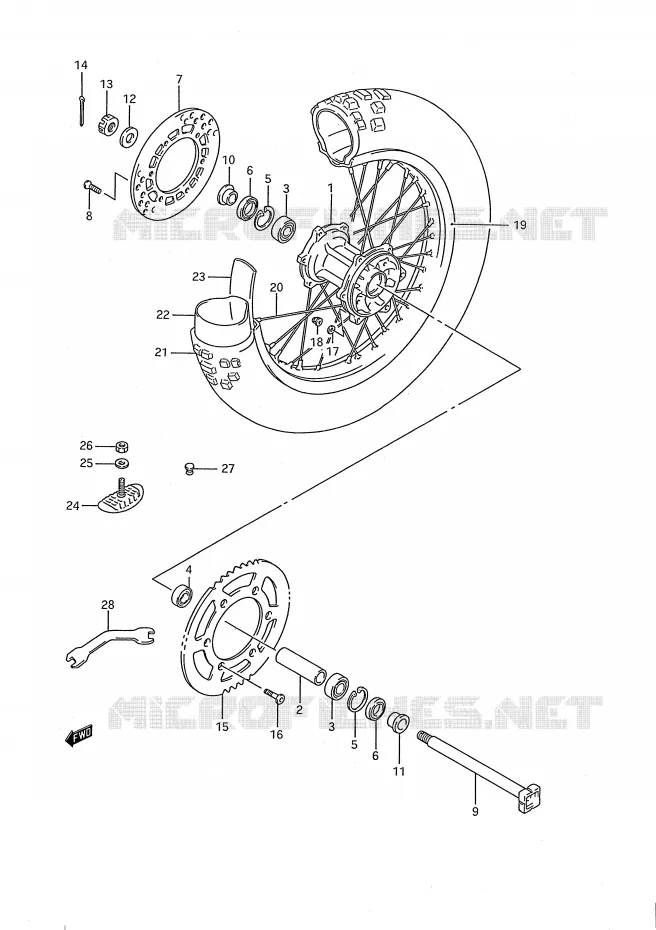 REAR WHEEL (MODEL K) Suzuki MOTO 250 RM 1990  RM250L(E28)